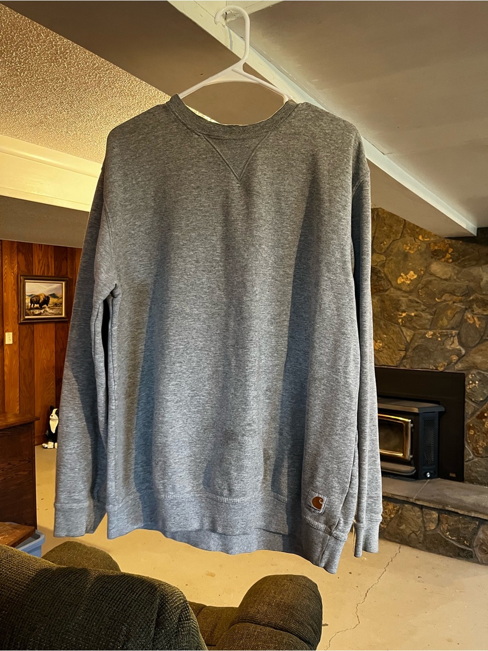 Carhartt Women’s Gray Crewneck Sweatshirt - Classic Logo Cuff